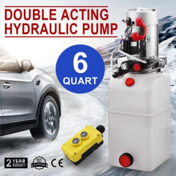 DOUBLE Christmas Island  ACTING HYDRAULIC PUMP 12V DUMP TRAILER 6 QUART CAR LIFT REMOTE RESERVOIR