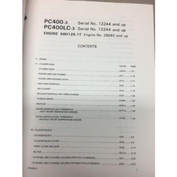 KOMATSU Iraq  PC400-3 &amp; PC400LC-3 Hydraulic Excavator Parts Book / Service Repair